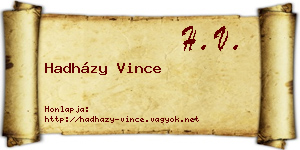 Hadházy Vince névjegykártya